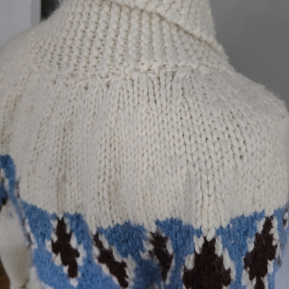 Vintage Hand Knit Cowichan Style Open Front Sweater, Small - Picture 4 of 16